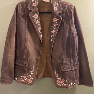 Apostrophe Black Floral Embroidered Blazer.